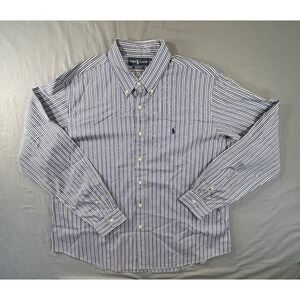 Ralph Lauren Custom Fit Blue Yellow Striped‎ Long Sleeve XXL Preppy Classic